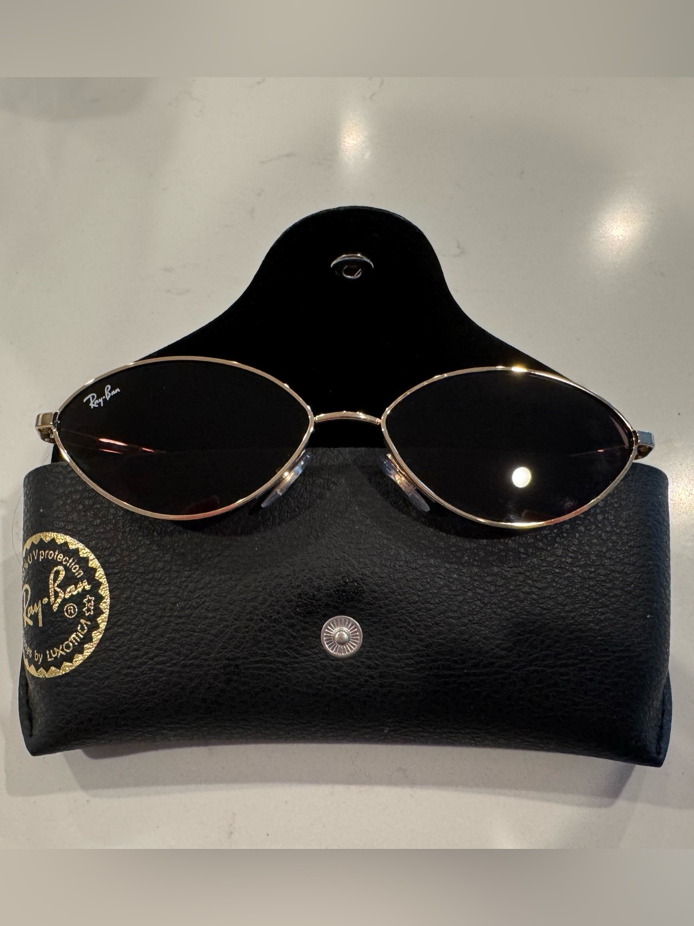 Ray-Ban Women's Gold Frame Brown Lens Slim Oval Sunglasses